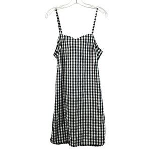 Alisa Pan Sleeveless Black/White Check Shift Dress Tie Cut Out Back Size 12 New